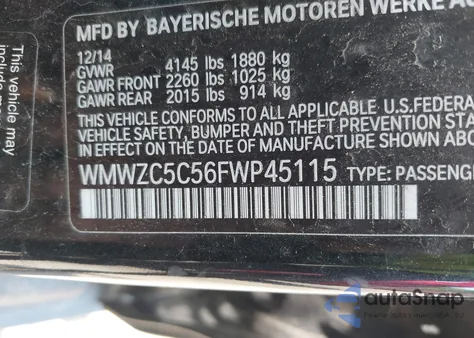 2015 Mini Countryman Cooper S из США, поврежденный, VIN WMWZC5C56FWP45115